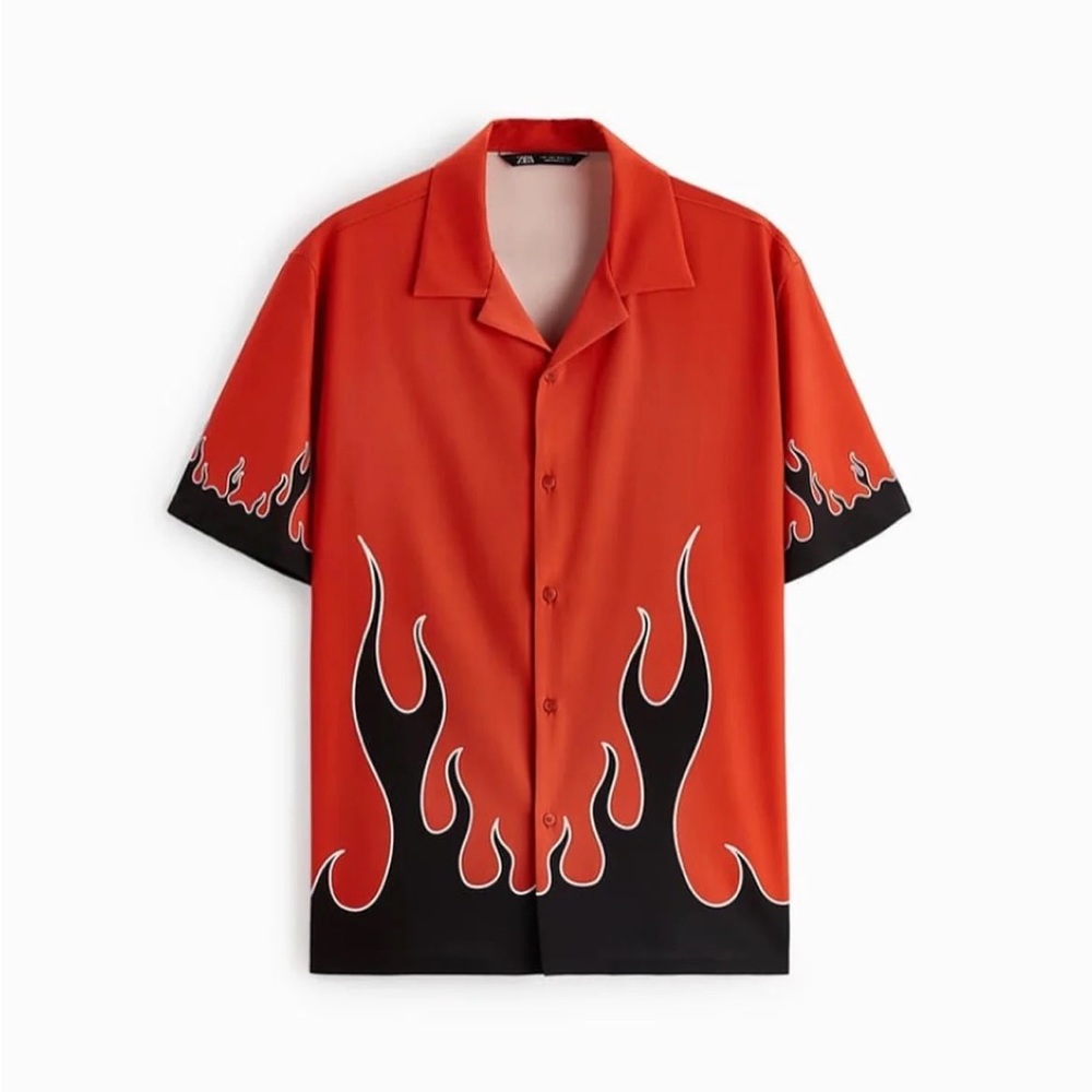 ZARA // flame fire shirt
